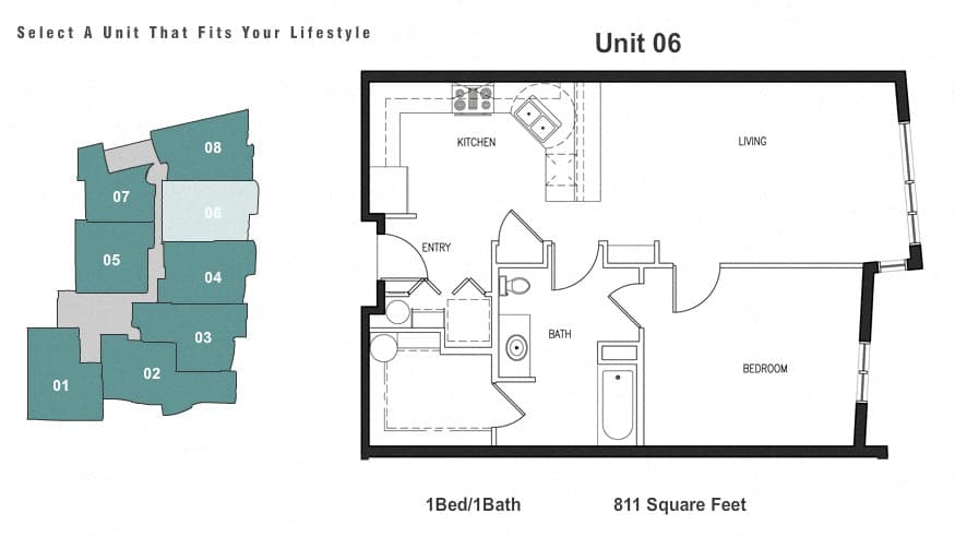 1x1 W/D floor plan